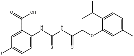 5-iodo-2-[[[[[5-methyl-2-(1-methylethyl)phenoxy]acetyl]amino]thioxomethyl]amino]-benzoic acid结构式