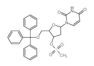 1-[4-methylsulfonyloxy-5-(trityloxymethyl)oxolan-2-yl]pyrimidine-2,4-dione结构式