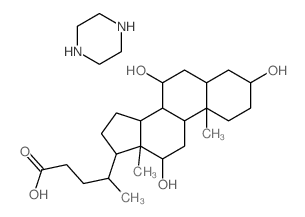 piperazine; 4-(3,7,12-trihydroxy-10,13-dimethyl-2,3,4,5,6,7,8,9,11,12,14,15,16,17-tetradecahydro-1H-cyclopenta[a]phenanthren-17-yl)pentanoic acid Structure