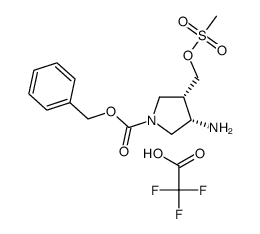 benzyl (3S,4S)-3-(amino)-4-{[(methylsulfonyl)oxy]methyl}-1-pyrrolidinecarboxylate trifluoroacetate Structure