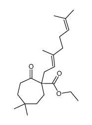 1-(3,7-Dimethyl-2,6-octadienyl)-5,5-dimethyl-2-oxo-1-cycloheptancarbonsaeure-ethylester Structure