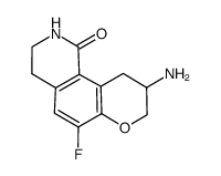 9-amino-6-fluro-3,4,9,10-tetrahydro-2H-pyrano[2,3-h]isoquinolin-1(8H)-one结构式