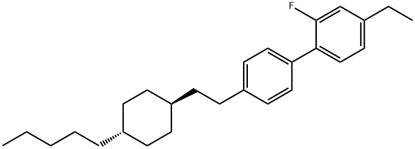 2-氟-4-乙基-4'-(2-(反-4-正戊基环己基)乙基)-1,1'-联苯结构式