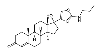 17α-hydroxy-17β-(2-propylamino-thiazol-4-yl)-androst-4-en-3-one结构式