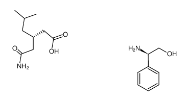 (R)-(-)-phenylglycinol salt of (S)-(+)-3-(carbamoylmethyl)-5-methylhexanoic acid结构式