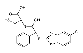(2R)-2-[[2-[(5-chloro-1,3-benzothiazol-2-yl)sulfanyl]-2-phenylacetyl]amino]-3-sulfanylpropanoic acid Structure