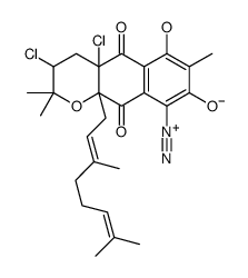 3,4a-dichloro-9-diazonio-10a-[(2E)-3,7-dimethylocta-2,6-dienyl]-8-hydroxy-2,2,7-trimethyl-5,10-dioxo-3,4-dihydrobenzo[g]chromen-6-olate结构式