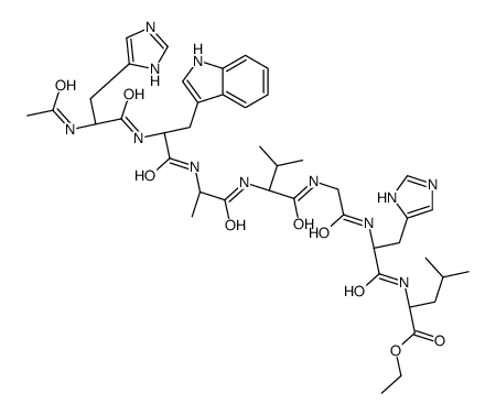 ethyl (2S)-2-[[(2S)-2-[[2-[[(2S)-2-[[(2S)-2-[[(2S)-2-[[(2S)-2-acetamido-3-(1H-imidazol-5-yl)propanoyl]amino]-3-(1H-indol-3-yl)propanoyl]amino]propanoyl]amino]-3-methylbutanoyl]amino]acetyl]amino]-3-(1H-imidazol-5-yl)propanoyl]amino]-4-methylpentanoate Structure
