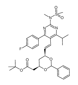 tert-butyl-2((4R,6S)-6-{(E)-2-[4-(4-Fluorophenyl)-6-isopropyl-2-(N-methylmethylsulfon-amido)-pyrimidin-5-yl]-vinyl}-2-phenyl-[1,3]dioxan-4-yl)acetate结构式