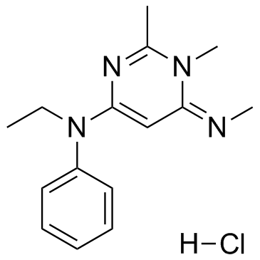 N-乙基-1,6-二氢-1,2-二甲基-6-(甲基亚氨基)-N-苯基-4-嘧啶胺盐酸盐结构式