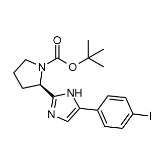 (R)-2-(5-(4-碘苯基)-1H-咪唑-2-基)吡咯烷-1-羧酸叔丁酯结构式