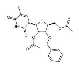 1-(2',5'-di-O-acetyl-3'-O-benzyl-β-L-ribofuranosyl)-5-fluorouracil结构式