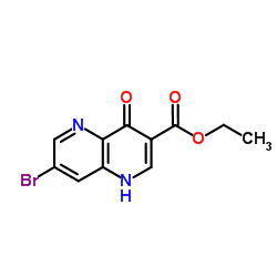 7-溴-4-氧代-1,4-二氢-1,5-萘啶-3-羧酸乙酯结构式