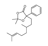 5-(3,7-dimethyloct-6-enyl)-2,2-dimethyl-5-phenyl-1,3-dioxolan-4-one结构式