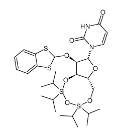2'-O-(1,3-benzodithiol-2-yl)-3',5'-O-(1,1,3,3-tetraisopropyldisiloxan-1,3-diyl)uridine Structure