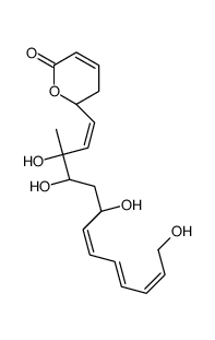 5,6-Dihydro-6-(3,4,6,13-tetrahydroxy-3-methyl-1,7,9,11-tridecatetrenyl)-2H-pyran-2-one结构式