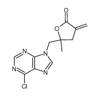 5'-methyl-5'-[(6-chloro-9H-purin-9-yl)methyl]-2'-oxo-3'-methylenetetrahydrofuran结构式