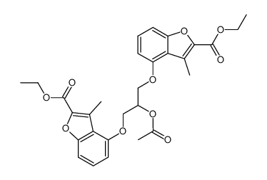 2-acetoxy-1,3-bis(2-carbethoxy-3-methylbenzofuranyl-4-oxy)propane结构式