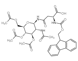 Fmoc-L-Asn(GlcNAc(Ac)3-β)-OH结构式