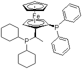 (R)-(-)-1[(S)-2-(二苯基膦)二茂铁]乙基二环己基膦结构式
