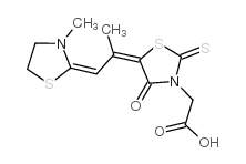 5-[1-甲基-2-(3-甲基噻唑烷-2-亚基)乙亚基]-4-氧代-2-硫酮噻唑烷-3-乙酸结构式
