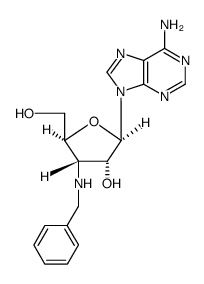 2-(6-AMINO-9H-PURIN-9-YL)-4-(BENZYLAMINO)-5-(HYDROXYMETHYL)TETRAHYDROFURAN-3-OL结构式