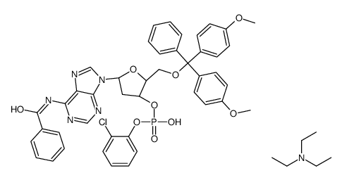 N6-苯甲酰基-5'-O-(4,4'-二甲氧基三苯甲基)-2'-脱氧腺苷3'-(2-氯苯基)磷酸三乙铵盐结构式