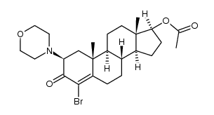 (2S,8R,9S,10R,13S,14S,17S)-4-bromo-10,13-dimethyl-2-morpholino-3-oxo-2,3,6,7,8,9,10,11,12,13,14,15,16,17-tetradecahydro-1H-cyclopenta[a]phenanthren-17-yl acetate结构式