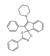 2,3'-diphenyl-3-(piperidin-1-yl)spiro[indene-1,5'-[1,4,2]oxathiazole]结构式