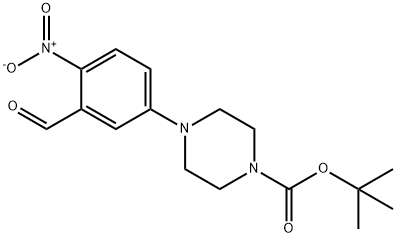 叔-丁基 4-(3-甲酰基-4-硝基苯基)哌嗪-1-甲酸基酯结构式