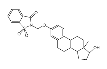 2-[[(8R,9S,13S,14S,17S)-17-hydroxy-13-methyl-6,7,8,9,11,12,14,15,16,17-decahydrocyclopenta[a]phenanthren-3-yl]oxymethyl]-1,1-dioxo-1,2-benzothiazol-3-one Structure