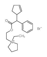 Pyrrolidinium, 1-ethyl-1- (2-hydroxyethyl)-, bromide, .alpha.-phenyl-2-cyclopentene-1-acetate Structure