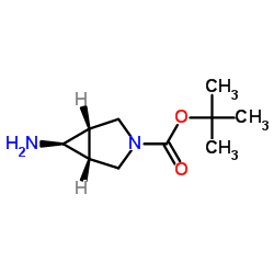 REL-(1R,5S,6S)-6-氨基-3-氮杂双环[3.1.0]己烷-3-羧酸叔丁酯结构式