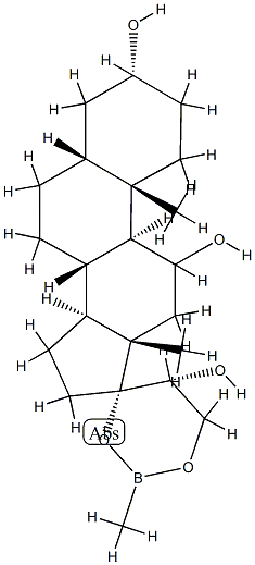 (20R)-17,21-[(Methylboranediyl)bisoxy]-5β-pregnane-3α,11,20-triol结构式