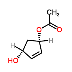 (1R,4S)-4-羟基环戊-2-烯-1-基乙酸酯结构式