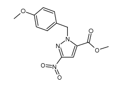 2-(4-methoxybenzyl)-5-nitro-2H-pyrazole-3-carboxylic acid methyl ester Structure