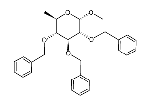 methyl-6-deoxy-2,3,4-tris(phenylmethoxy)-α-D-glucopyranoside结构式