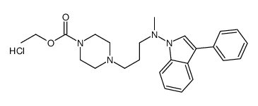 ethyl 4-[3-[methyl-(3-phenylindol-1-yl)amino]propyl]piperazine-1-carboxylate,hydrochloride Structure