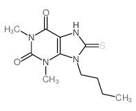 9-butyl-1,3-dimethyl-8-sulfanylidene-7H-purine-2,6-dione结构式