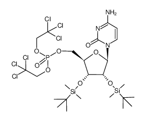 5'-O-[bis(2,2,2-trichloroethyloxy)-phosphoryl]-2',3'-di-O-silylcytidine结构式