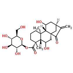ent-6,11-Dihydroxy-15-oxo-16-kauren-19-oic acid beta-D-glucopyrasyl ester Structure