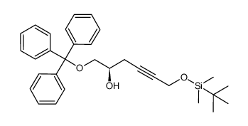 (2R)-6-(tert-butyldimethylsilanyloxy)-1-trityloxyhex-4-yn-2-ol结构式