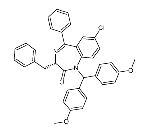 (3S)-(+)-1-di(p-anisyl)methyl-3-benzyl-7-chloro-1,3-dihydro-5-phenyl-2H-1,4-benzodiazepin-2-one结构式