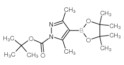 1-(叔丁氧羰基)-3,5-二甲基-4-(4,4,5,5-四甲基-1,3,2-二氧杂环戊硼烷-2-基)吡唑结构式