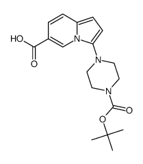 3-(4-(叔-丁氧羰基)哌嗪-1-基)吲哚嗪-6-羧酸结构式