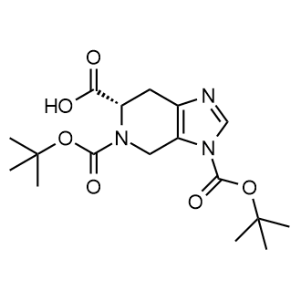 (S)-3,5-双(叔丁氧基羰基)-4,5,6,7-四氢-3H-咪唑并[4,5-c]吡啶-6-羧酸结构式