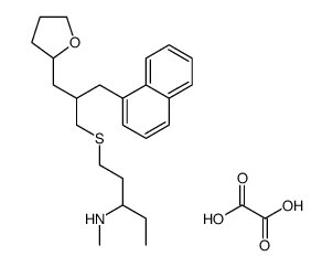 2-hydroxy-2-oxoacetate,methyl-[1-[2-(naphthalen-1-ylmethyl)-3-(oxolan-2-yl)propyl]sulfanylpentan-3-yl]azanium Structure