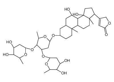 3-[(3S,5R,7S,8S,9S,10S,13R,17R)-3-[(2S,4S,5R,6R)-4,5-bis[[(2R,4S,5S,6R)-4,5-dihydroxy-6-methyloxan-2-yl]oxy]-6-methyloxan-2-yl]oxy-7,14-dihydroxy-10,13-dimethyl-1,2,3,4,5,6,7,8,9,11,12,15,16,17-tetradecahydrocyclopenta[a]phenanthren-17-yl]-2H-furan-5-one结构式