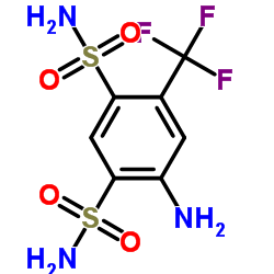 4-氨基-6-(三氟甲基)苯-1,3-二磺酰胺结构式