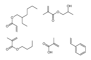 butyl 2-methylprop-2-enoate,2-ethylhexyl prop-2-enoate,2-hydroxypropyl 2-methylprop-2-enoate,2-methylprop-2-enoic acid,styrene Structure